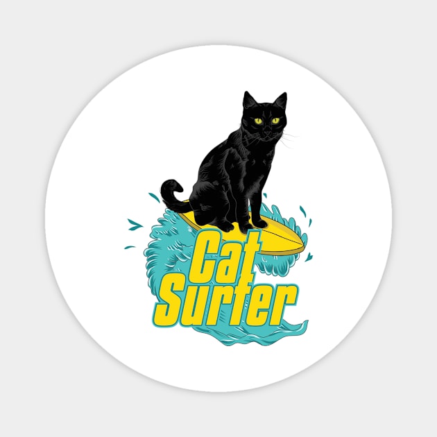 Cat Surfer Magnet by Ckllydh